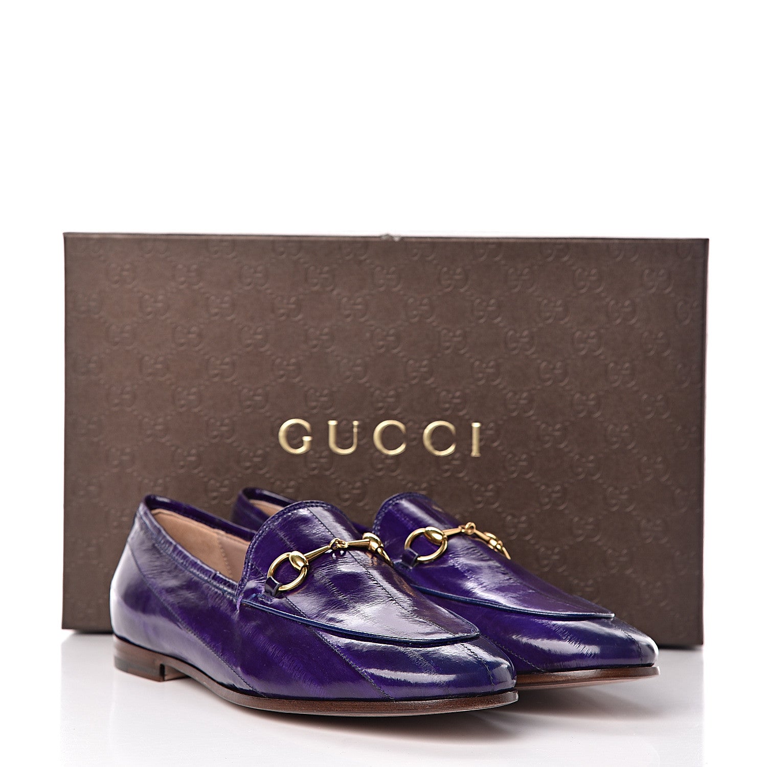 Gucci Eel Womens Jordaan Loafers 38 Purple 10 of 10