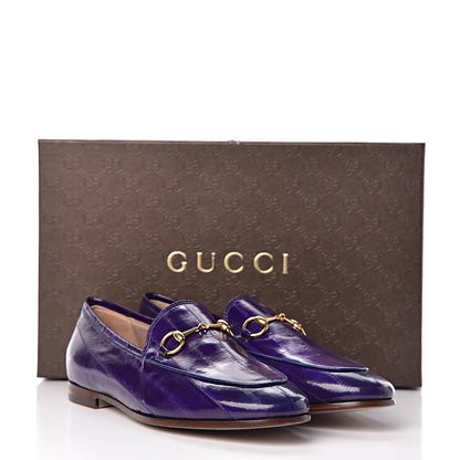Gucci Eel Womens Jordaan Loafers 38 Purple 10 of 10