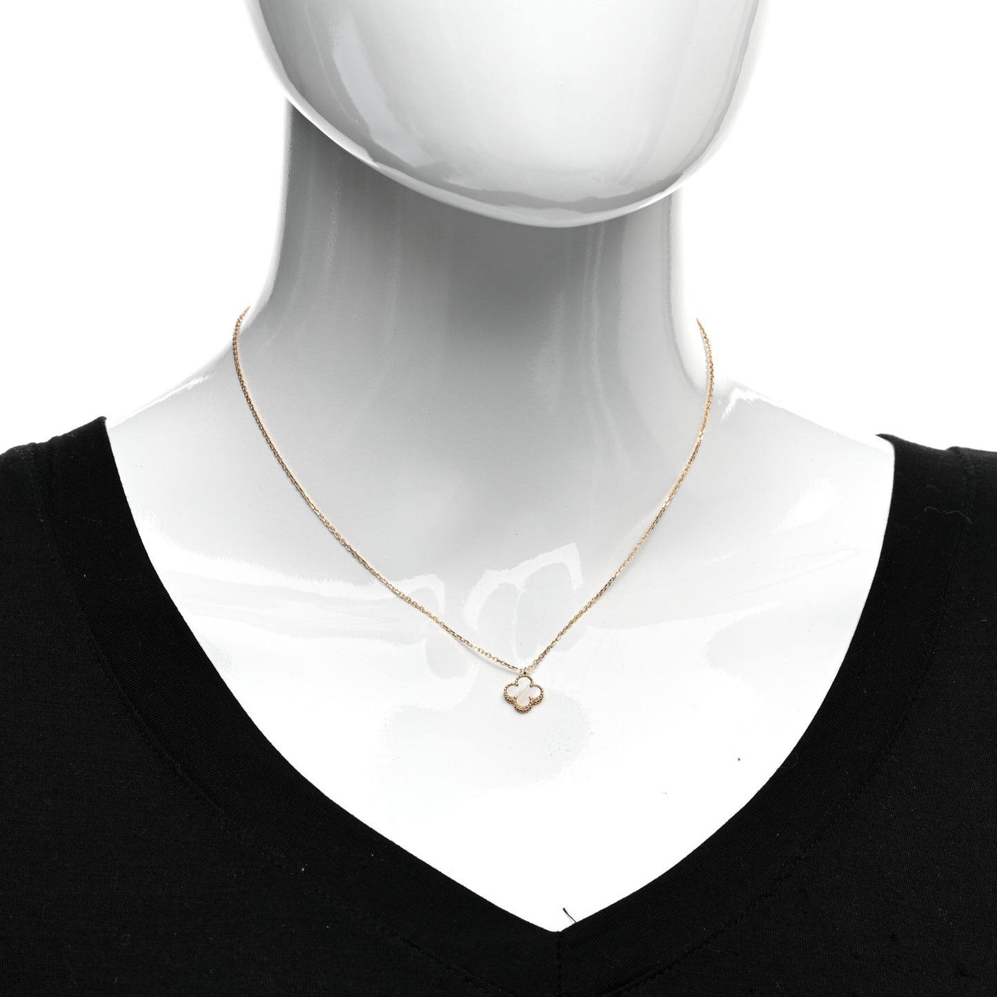 18K Yellow Gold Mother of Pearl Sweet Alhambra Pendant Necklace