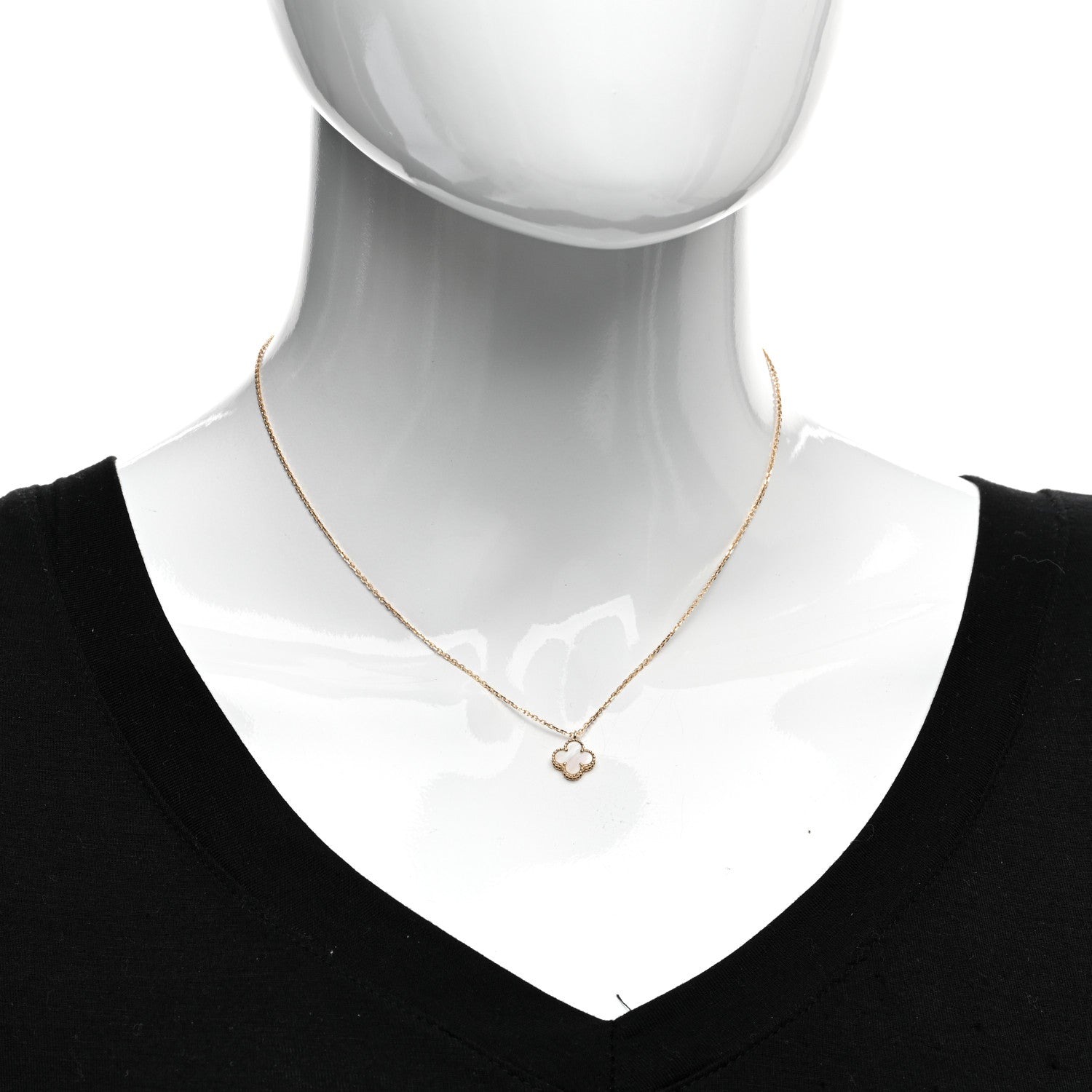 Van Cleef & Arpels 18K Yellow Gold Mother of Pearl Sweet Alhambra Pendant Necklace 2 of 6