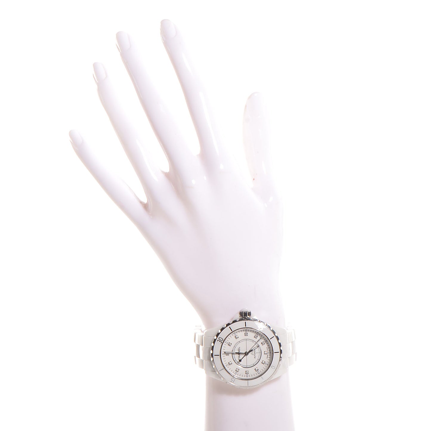Stainless Steel Ceramic Diamond 42mm J12 Quartz Watch White