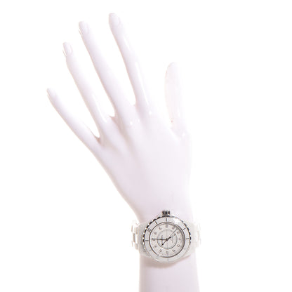Chanel Stainless Steel Ceramic Diamond 42mm J12 Quartz Watch White 2 of 5