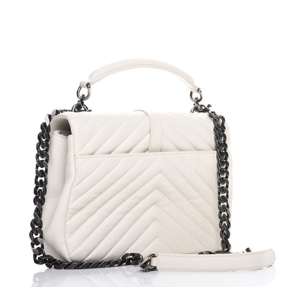 Saint Laurent Sheepskin Matelasse Monogram Medium College Bag Dove White 3 of 11