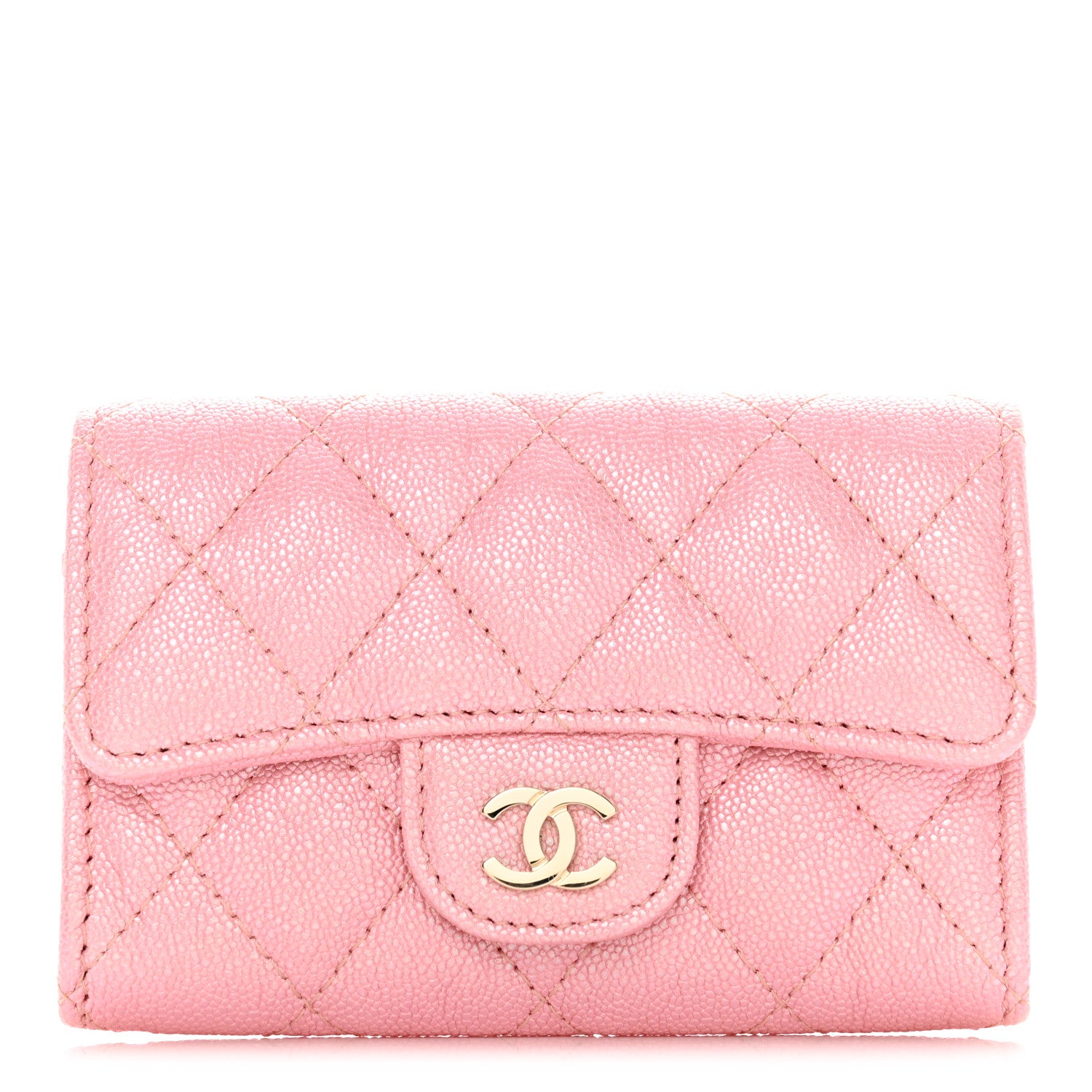 Chanel Iridescent Caviar Quilted Flap Card Holder Rose Pink 1 of 12