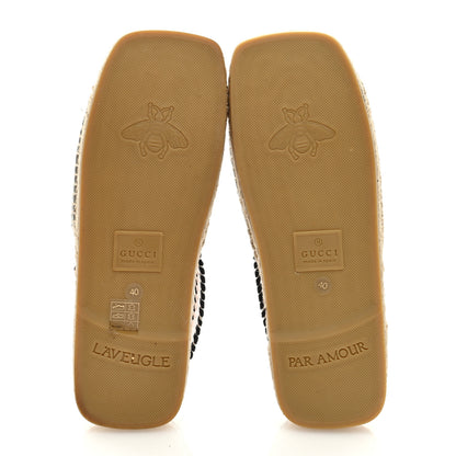 Gucci Metallic Nappa Embroidered Double G Espadrille Slingback Sandals 40 Silver 5 of 7