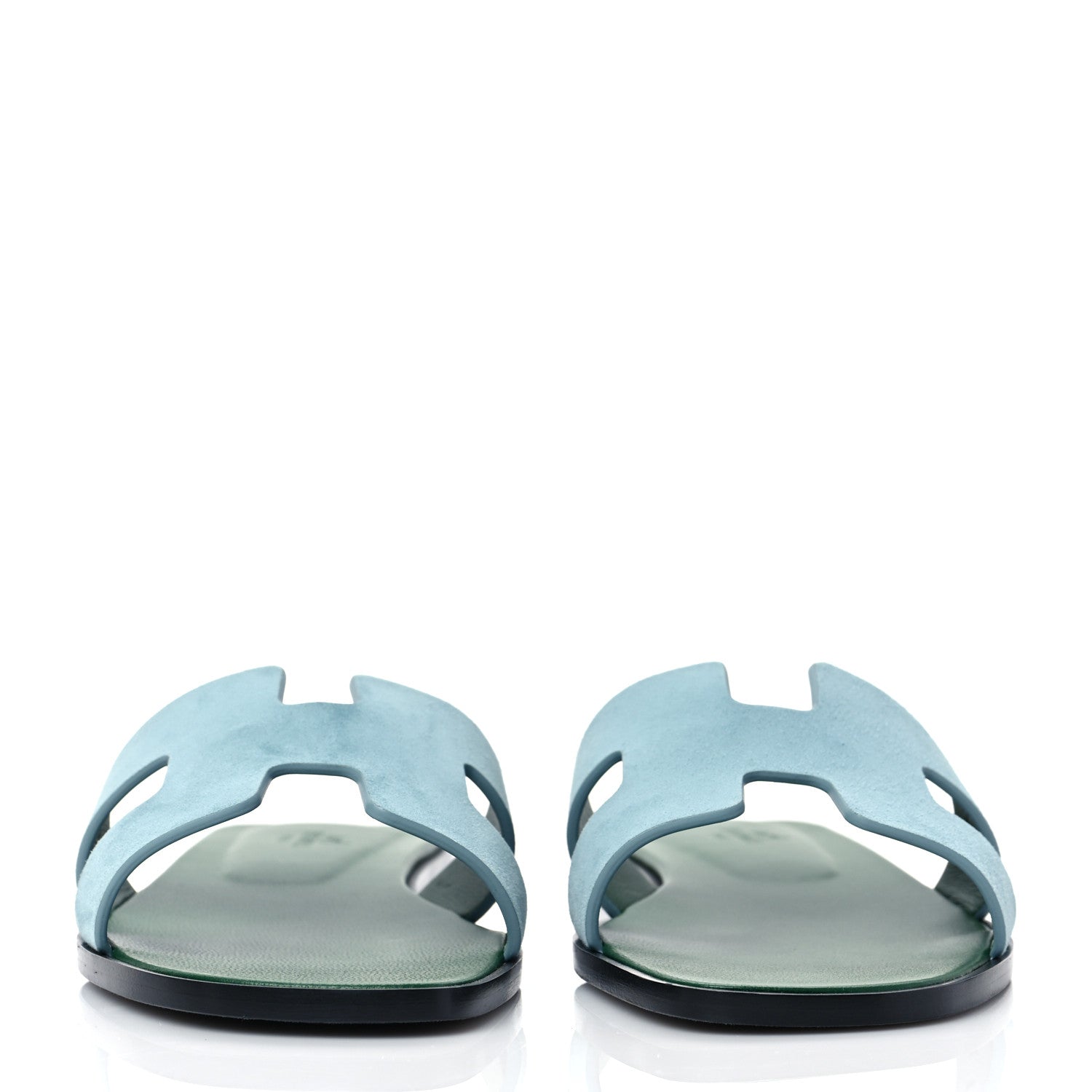 Hermes Suede Goatskin Oran Sandals 38.5 Vert D'Eau 2 of 8