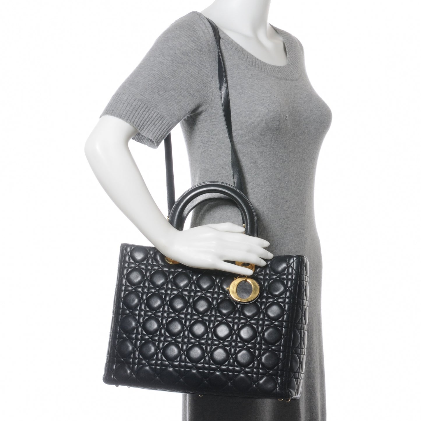 Lambskin Cannage Large Lady Dior Black