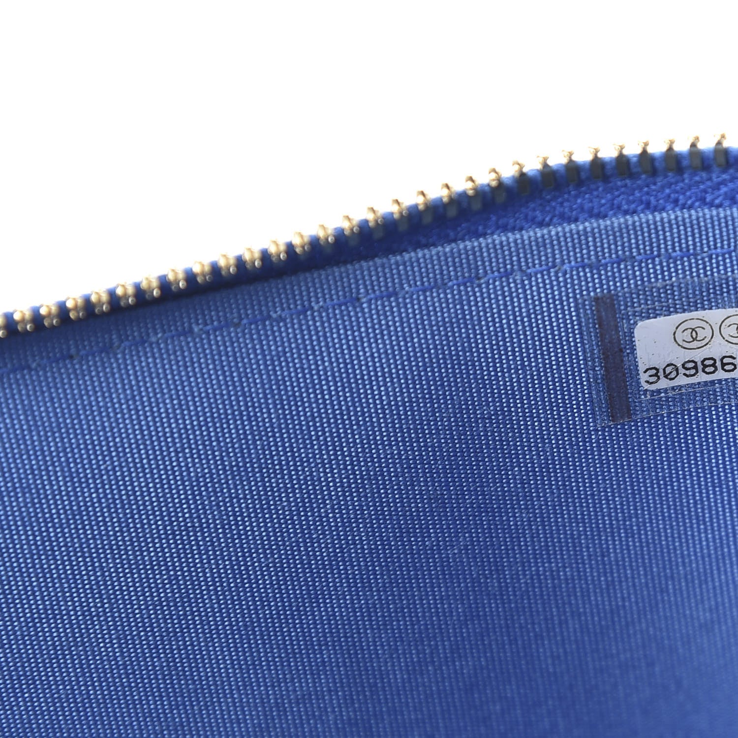 Chanel Striped Raffia Jute Vanity With Chain Blue Beige 9 of 11