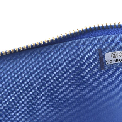 Chanel Striped Raffia Jute Vanity With Chain Blue Beige 9 of 11