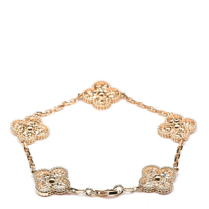 Van Cleef & Arpels 18K Yellow Gold 5 Motifs Vintage Alhambra Bracelet 3 of 6