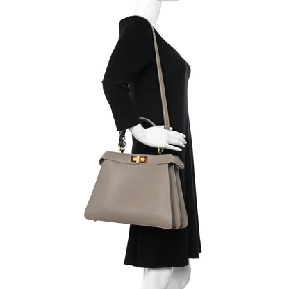 Fendi Vitello Seta Shiny Nappa Plexiglass Medium Peekaboo I SEE U Satchel Tortora 2 of 11