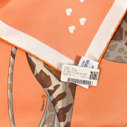 Hermes Silk Story 90 Scarf Abricot Beige Vert 3 of 3