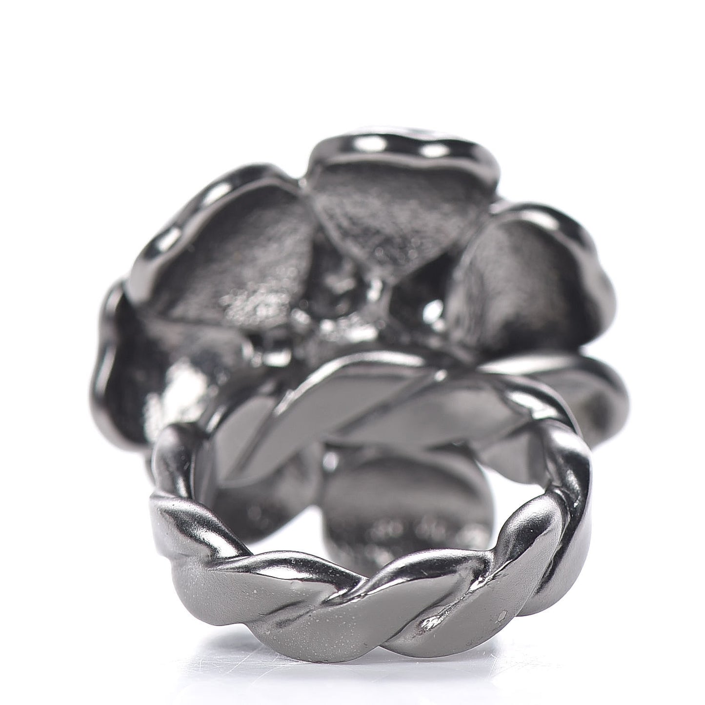 Enamel Ruthenium CC Camellia Ring 6.5 Black