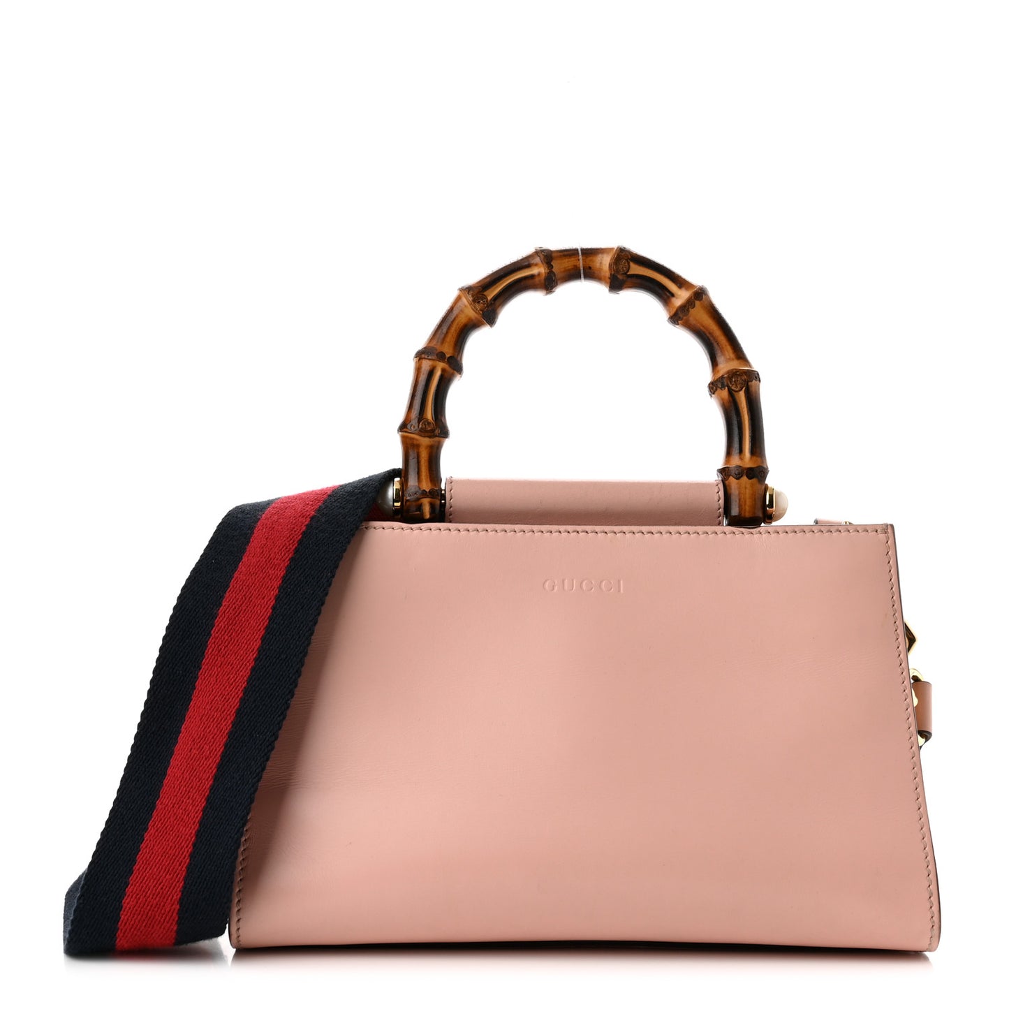 Nappa Bamboo Web Mini Nymphaea Top Handle Bag Perfect Pink Mystic White