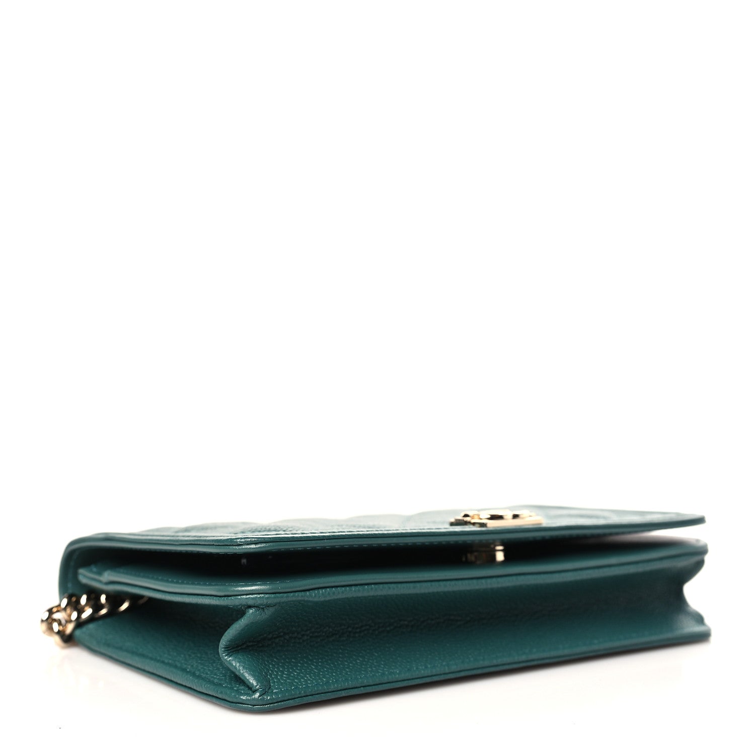 Chanel Caviar Quilted Boy Wallet On Chain WOC Green 4 of 10