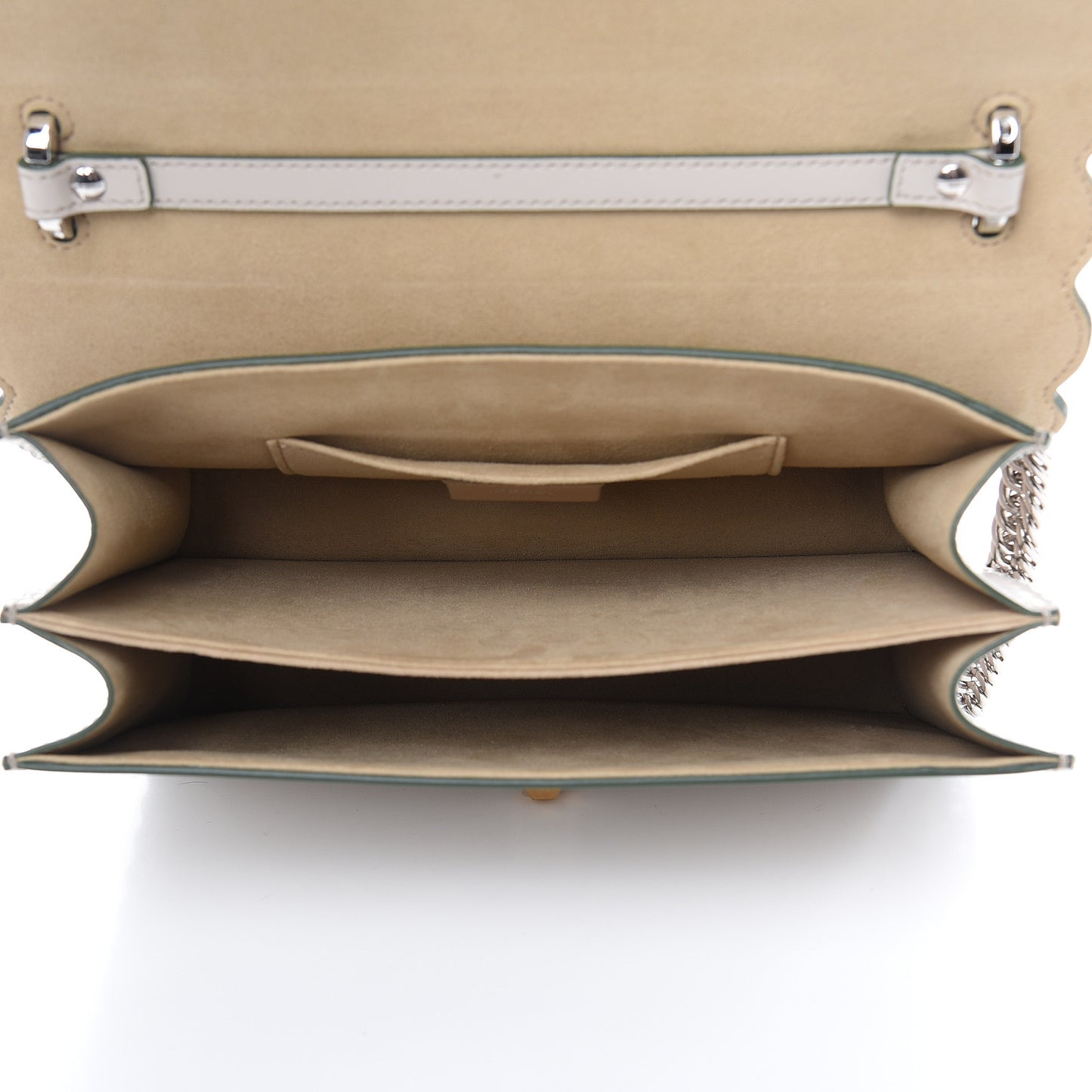 Vitello Liberty Scalloped Studded Kan I Shoulder Bag Grigio Polvere