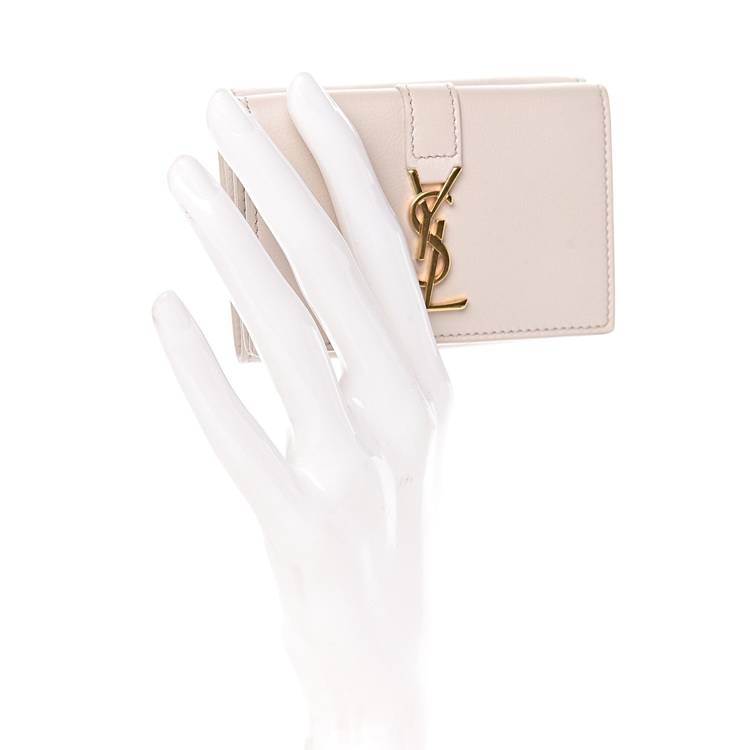 Saint Laurent Smooth Calfskin Monogram Tiny Line Wallet White 2 of 7