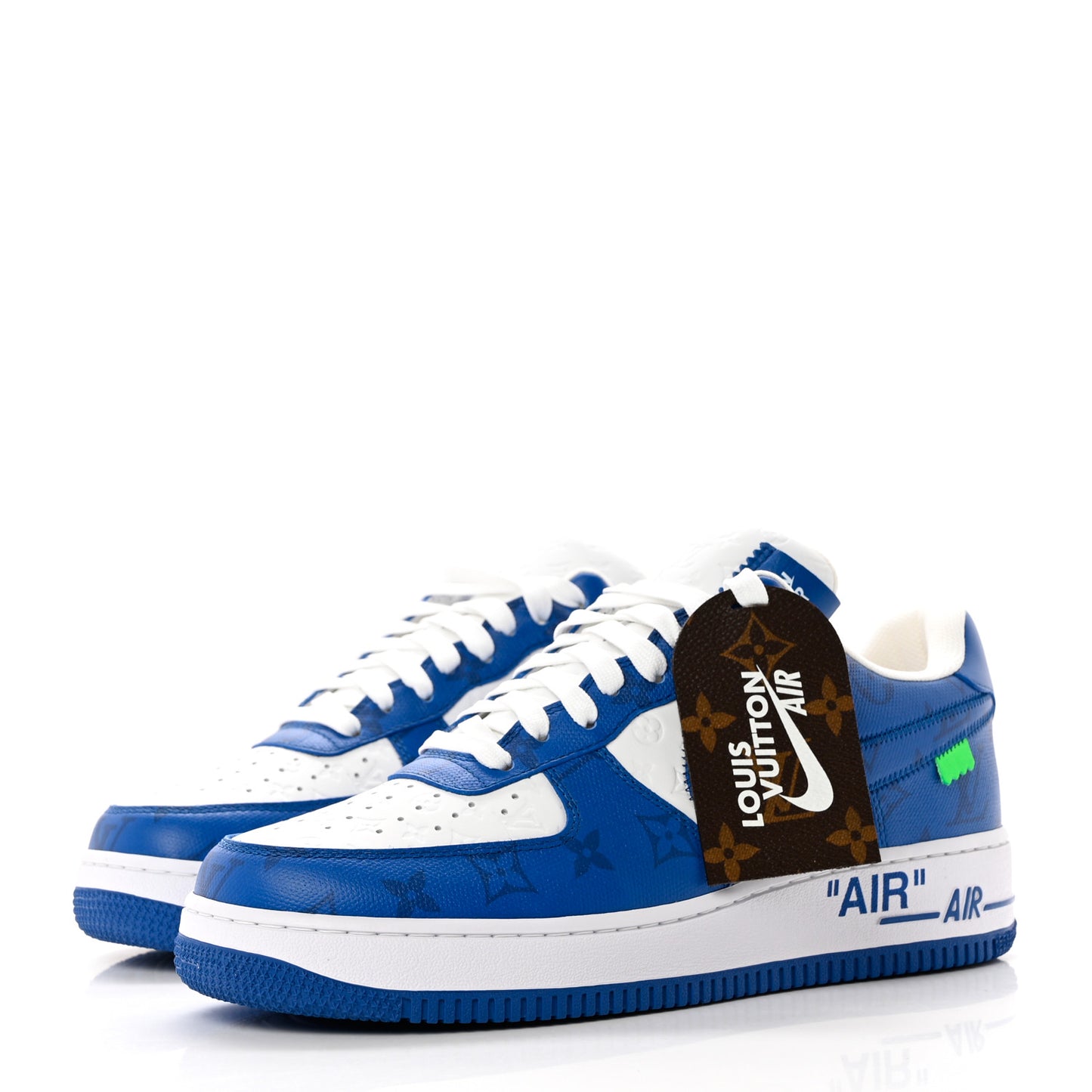 X NIKE AIR FORCE 1 Calfskin Monogram Mens Sneakers 9 Blue