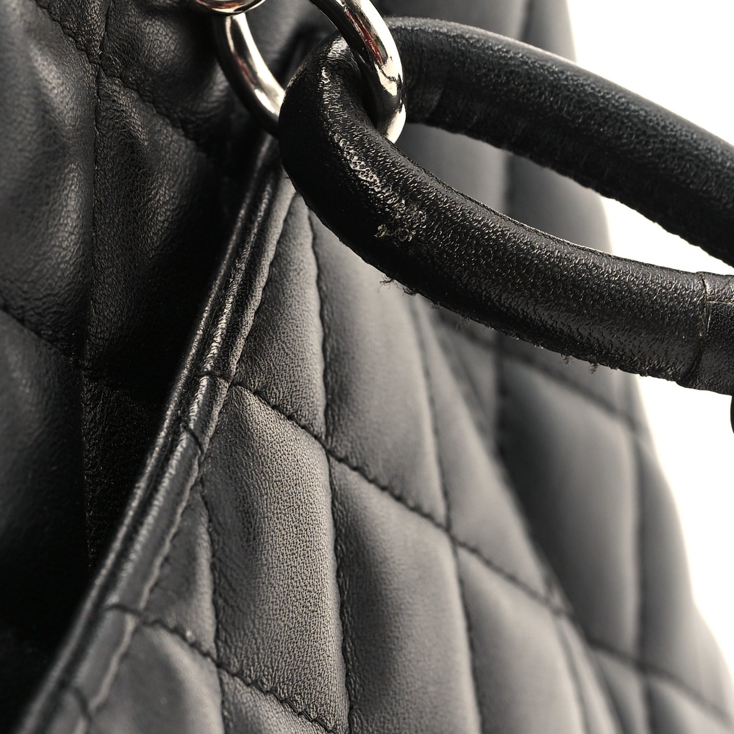 Calfskin Quilted Large Cambon Bowler Black White