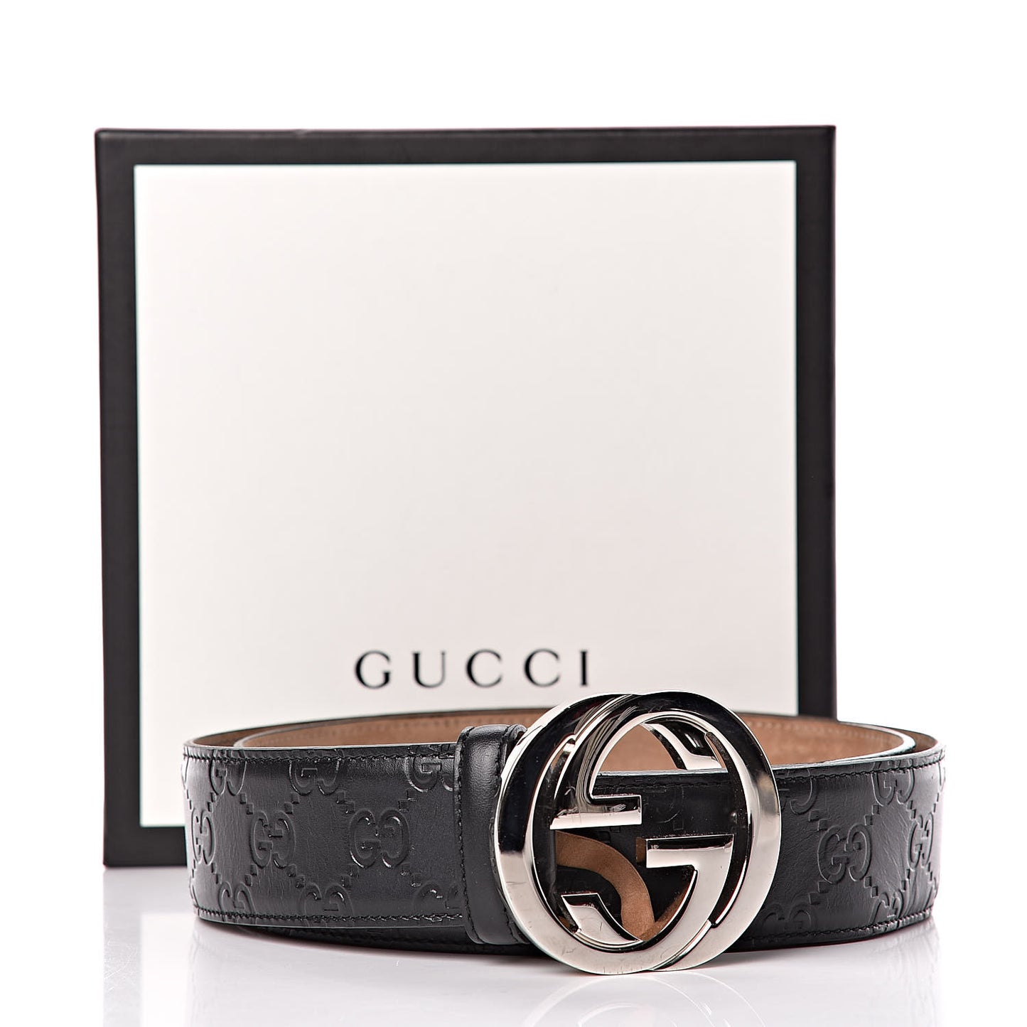 Guccissima Signature Interlocking G 40mm Belt 100 40 Black
