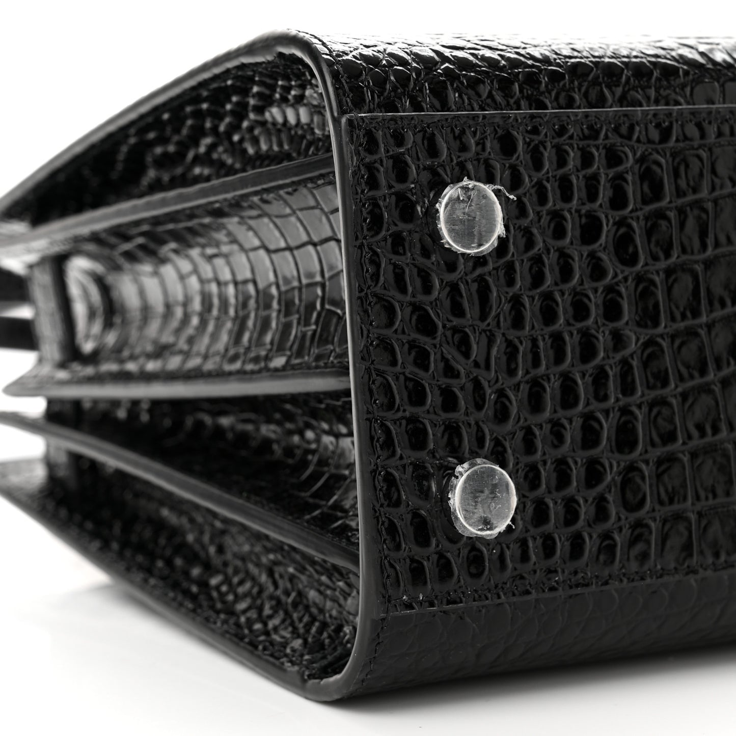 Calfskin Crocodile Embossed Small Sac de Jour Black