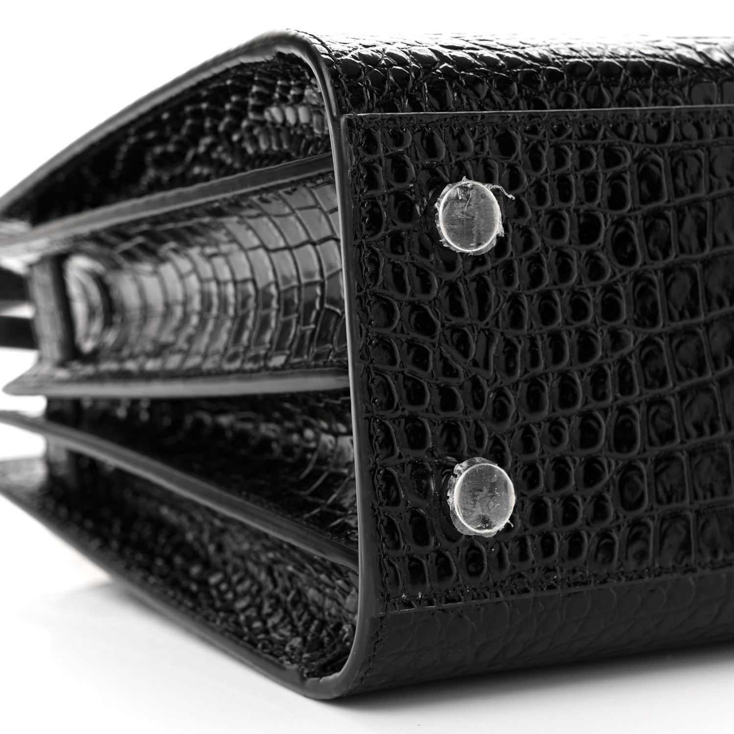 Saint Laurent Calfskin Crocodile Embossed Small Sac de Jour Black 8 of 9