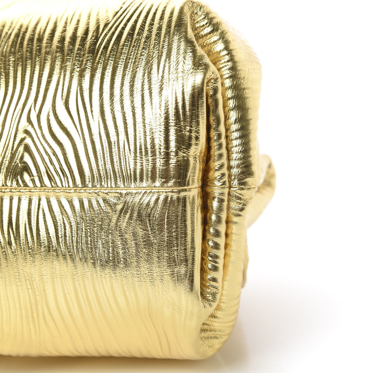 Metallic Bark Calfskin Embossed The Pouch Oversized Clutch Oro