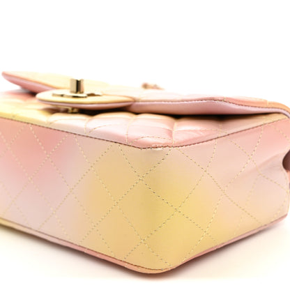 Chanel Lambskin Quilted Tie Dye Ombre Mini Rectangular Flap Yellow Multicolor 10 of 10