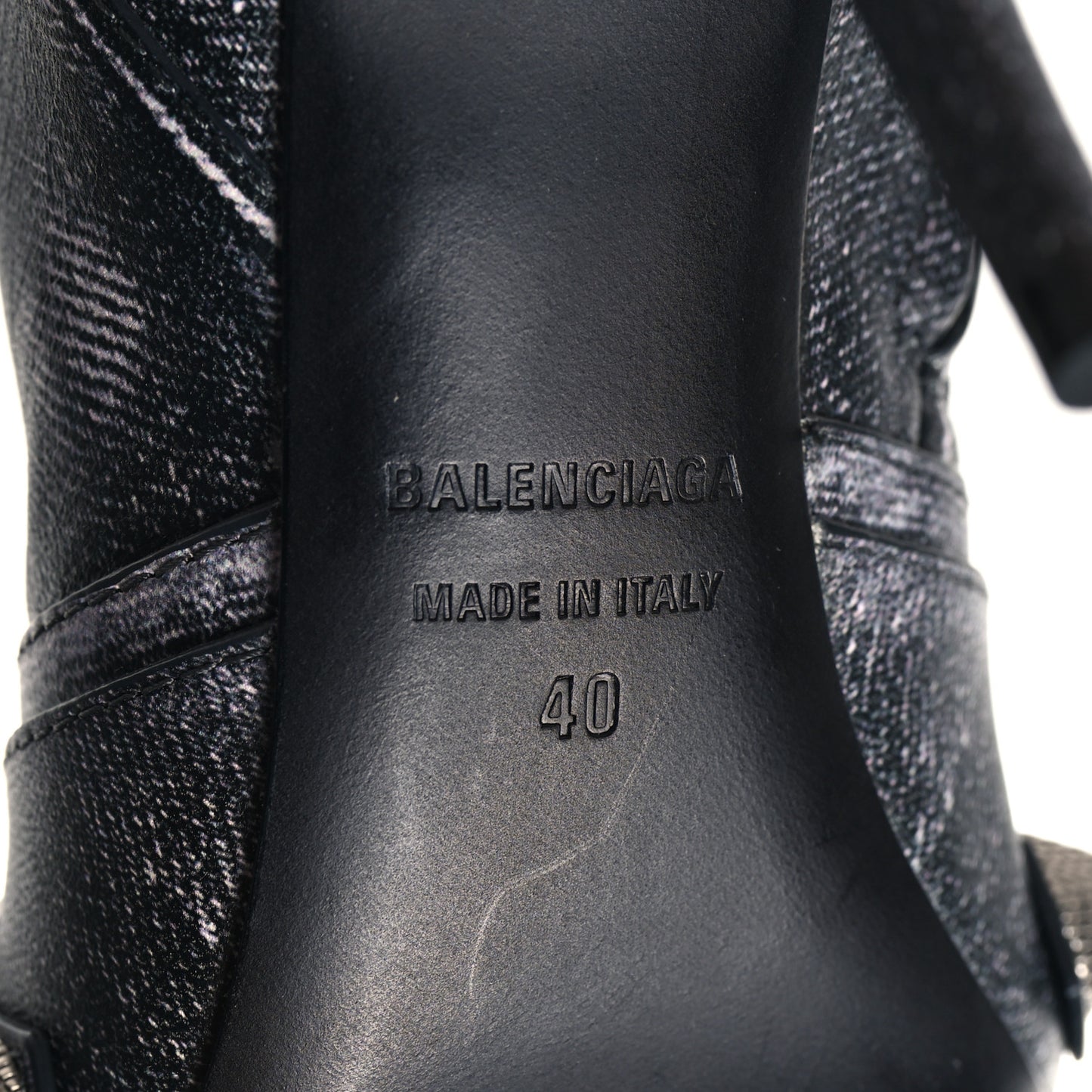 Lambskin Printed Denim Cagole 90mm Boots 40 Black