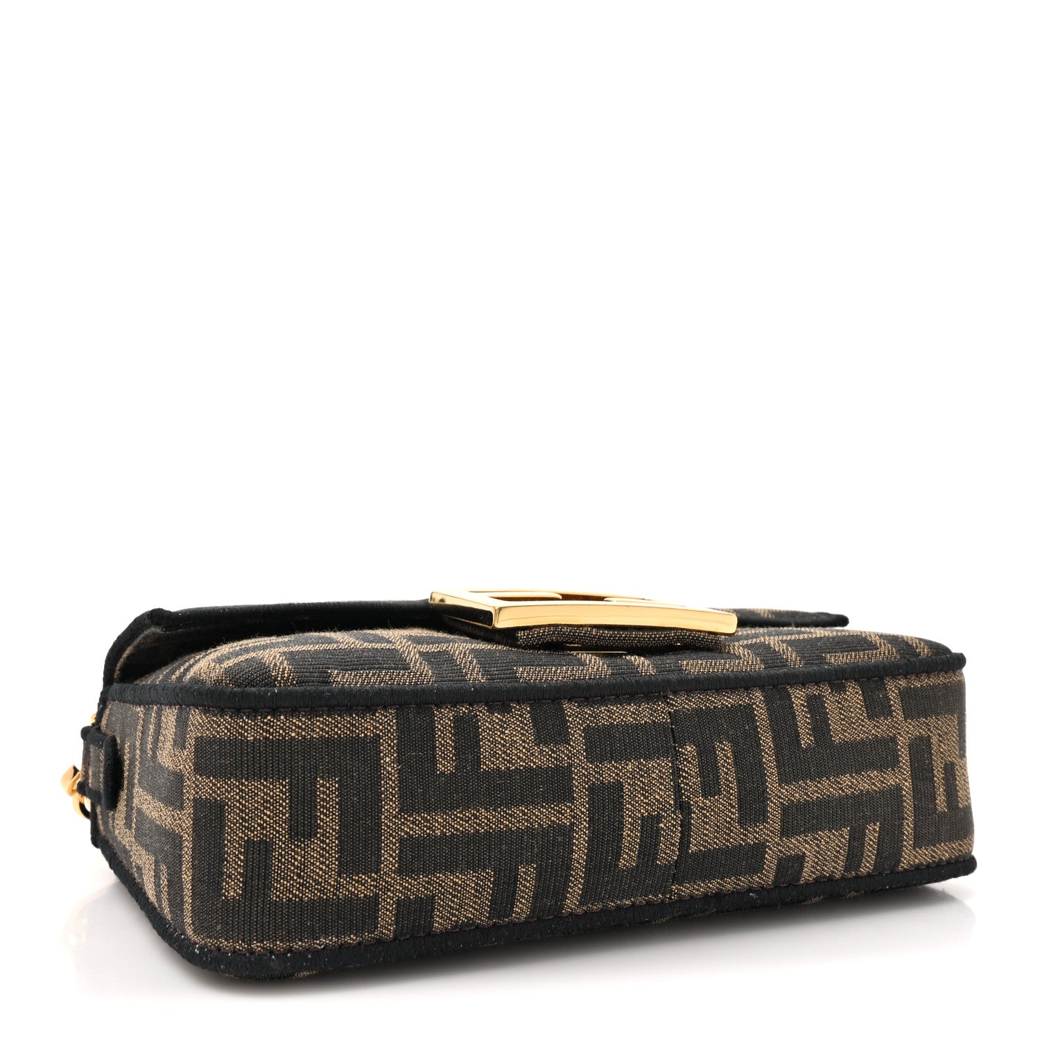 Fendi Fabric Jacquard FF 1974 Mini Baguette Tobacco Moro Black 4 of 10