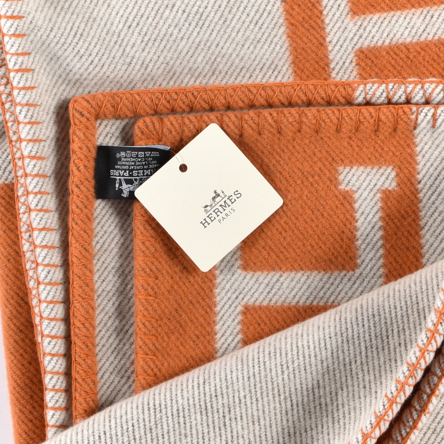 Wool Cashmere Signature Classic Avalon Blanket Ecru Potiron