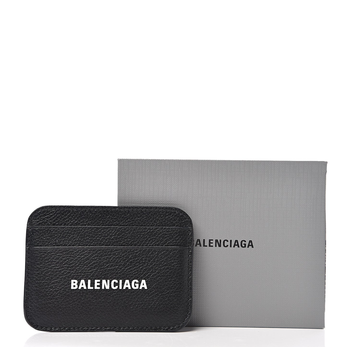 Grained Calfskin Logo Cash Rounded Card Holder Black White