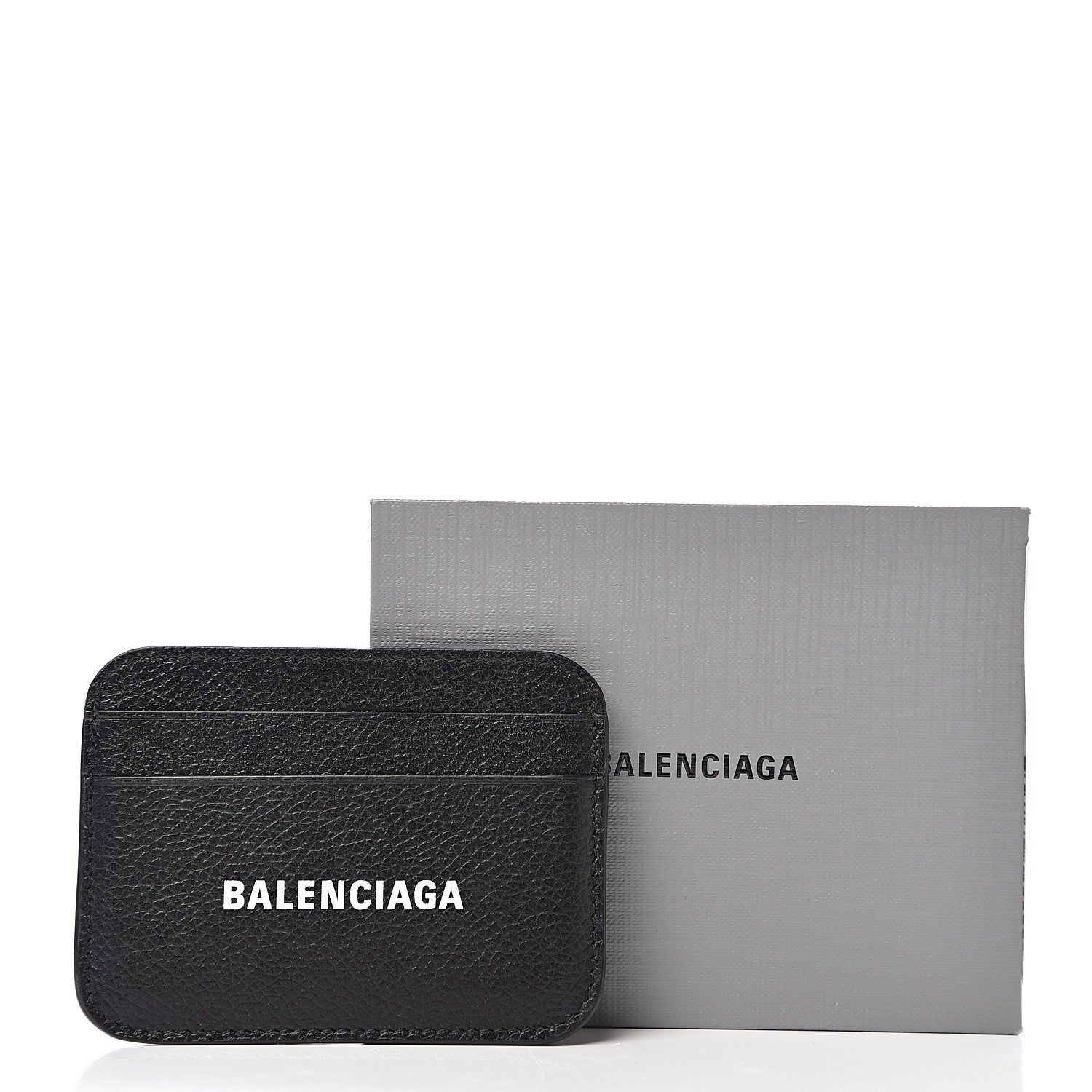 Balenciaga Grained Calfskin Logo Cash Rounded Card Holder Black White 6 of 6