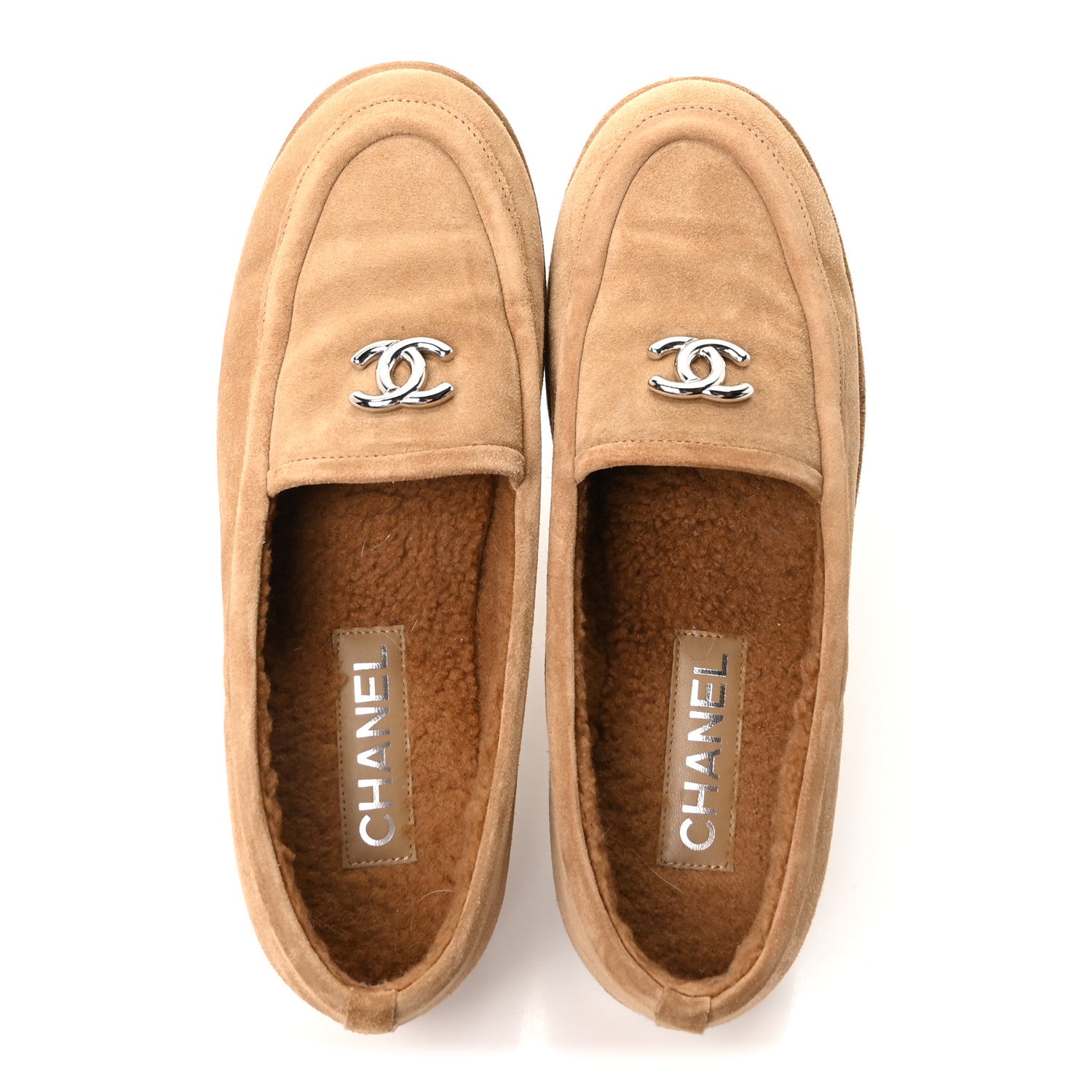 Chanel Suede Calfskin CC Loafers 41 Dark Beige 2 of 9