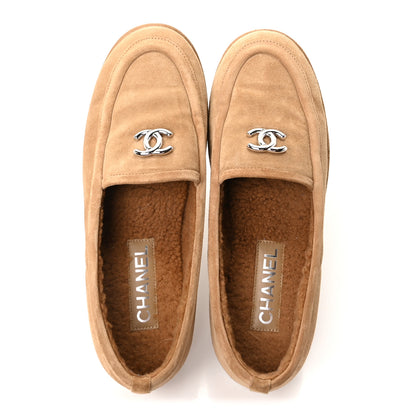 Chanel Suede Calfskin CC Loafers 41 Dark Beige 2 of 9