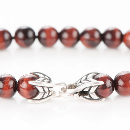 David Yurman Sterling Silver Red Tiger Eye 8mm Spiritual Beads Bracelet 4 of 5