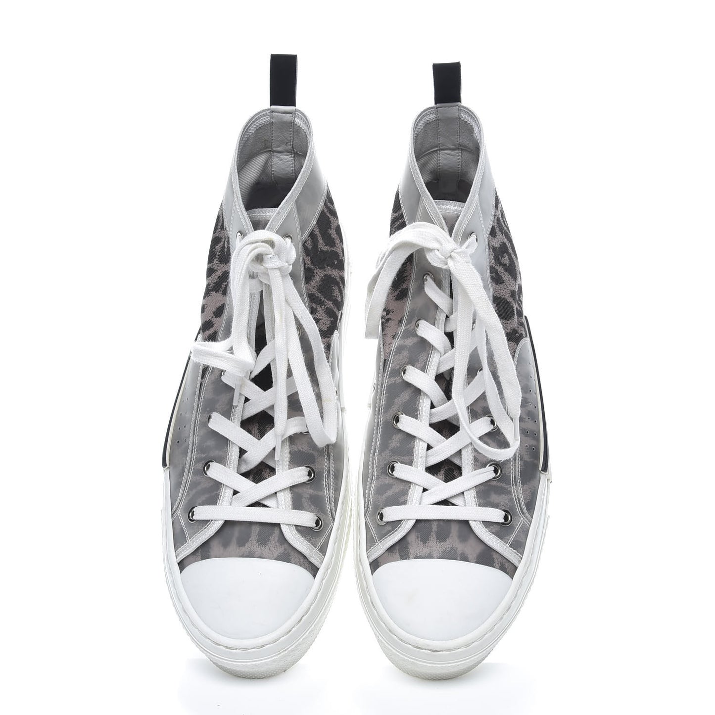 Canvas Leopard Print Mens B23 High Top Sneakers 45 White