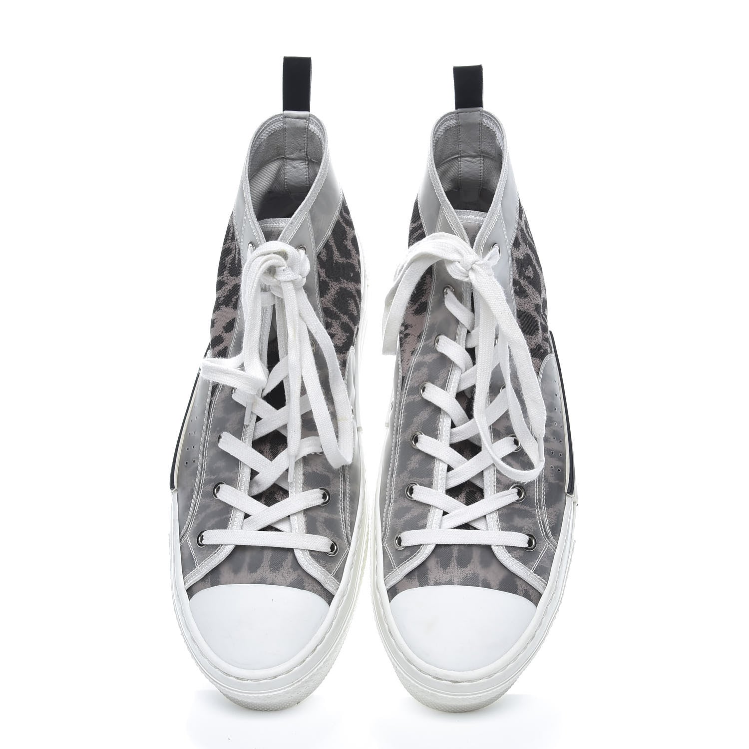 Christian Dior Canvas Leopard Print Mens B23 High Top Sneakers 45 White 5 of 10