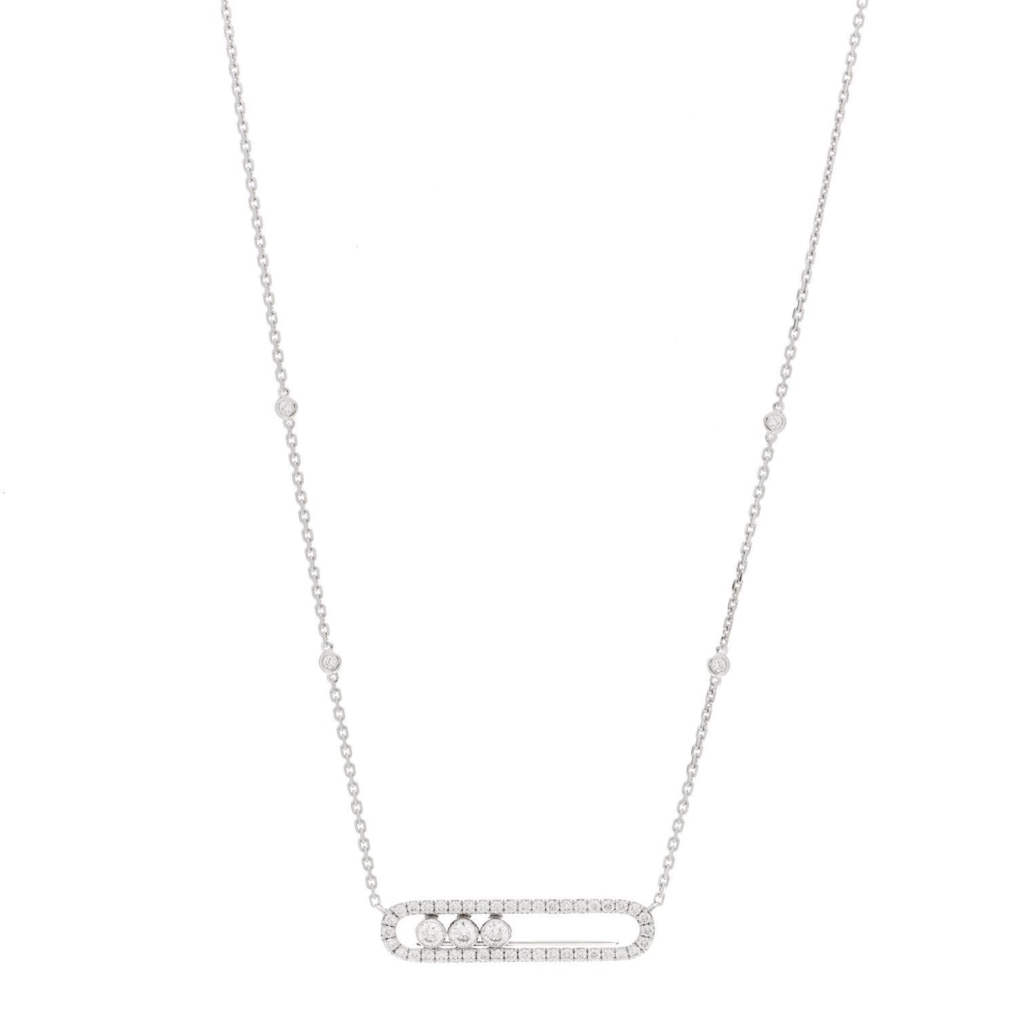 18K White Gold Diamond Move Pave Necklace