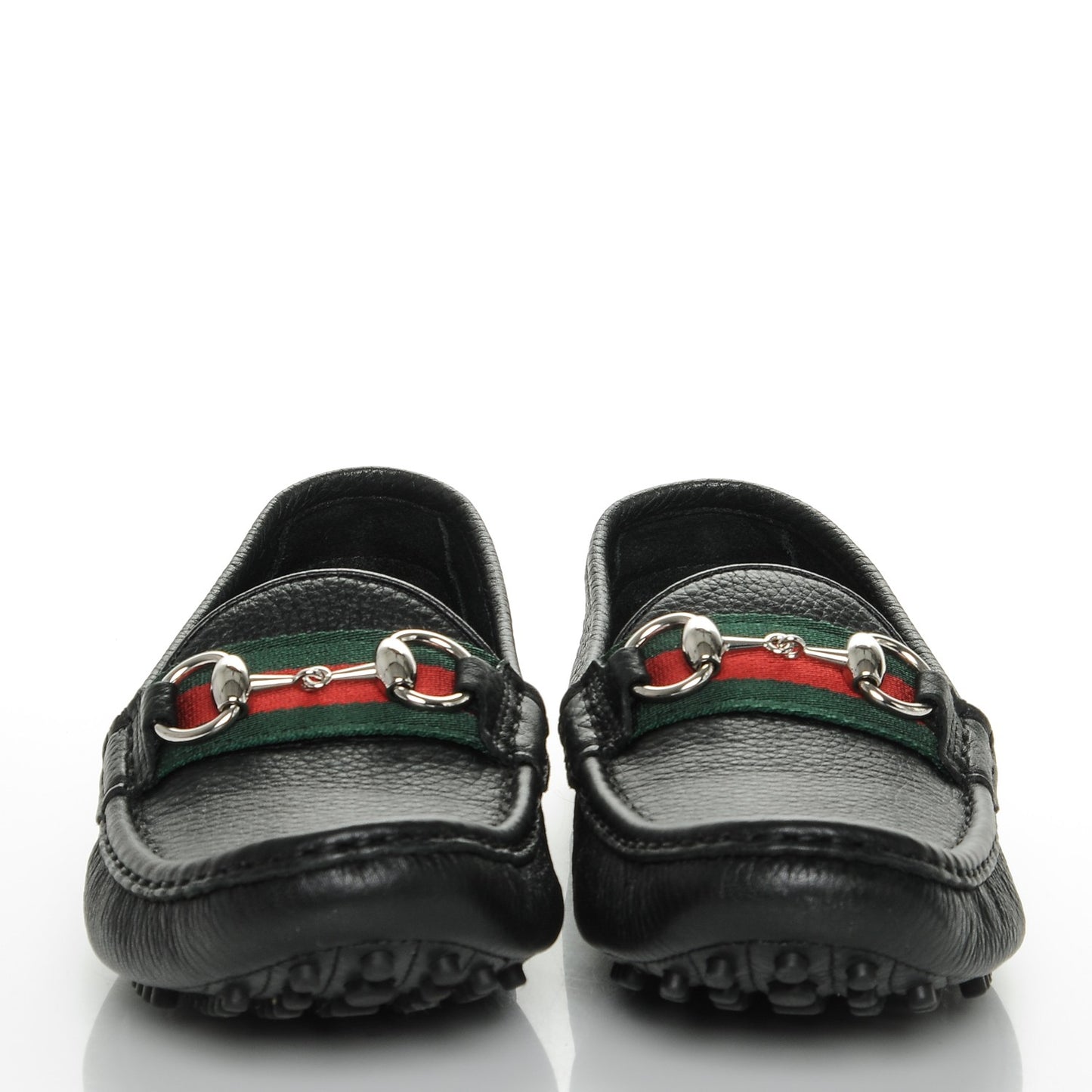 Road Calfskin Web Womens Horsebit Driver Loafers 38 Black