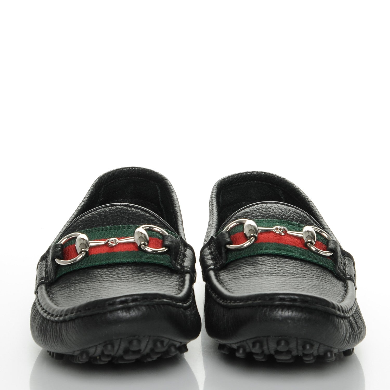 Gucci Road Calfskin Web Womens Horsebit Driver Loafers 38 Black 2 of 7