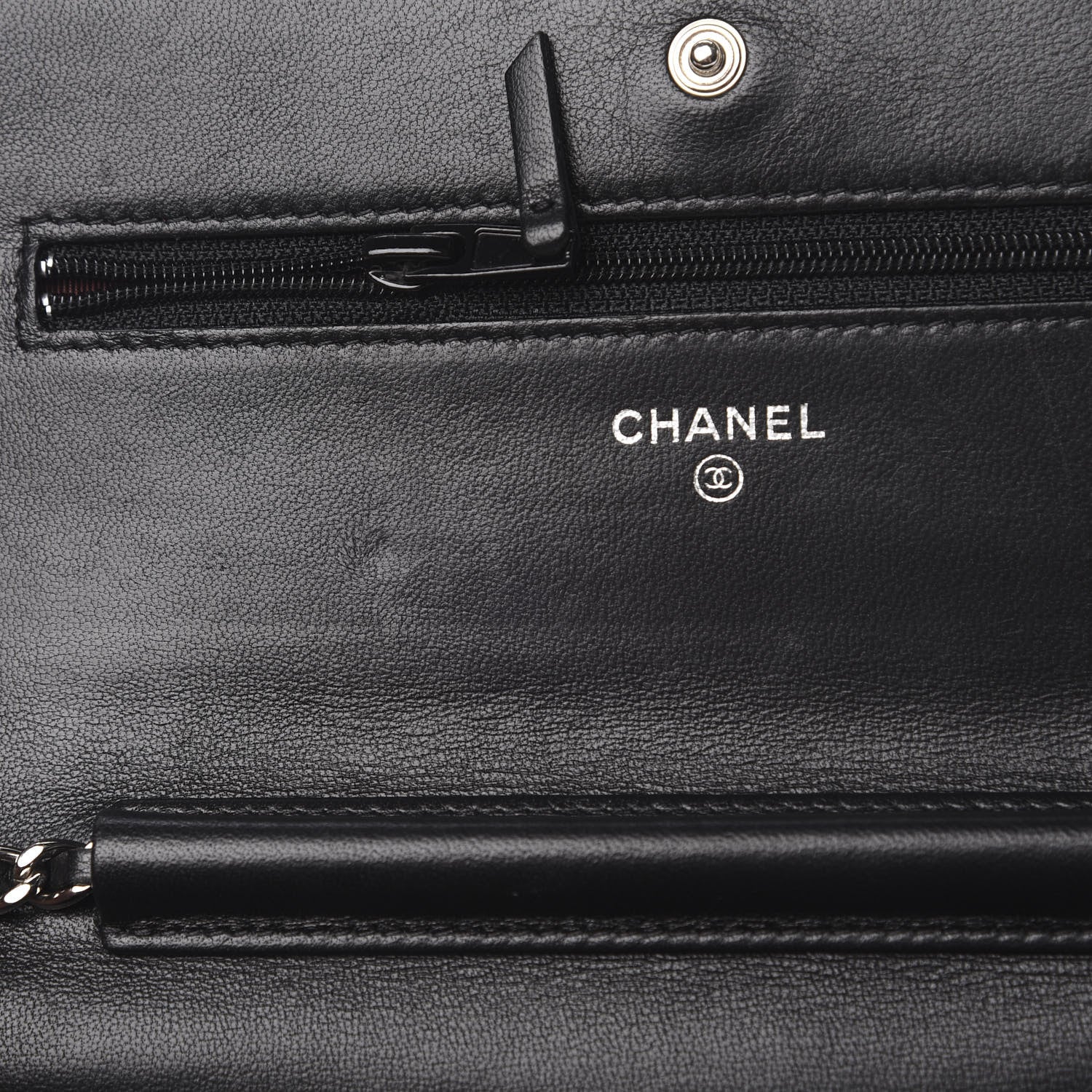 Chanel Lambskin Quilted Wallet On Chain WOC Black 12 of 14