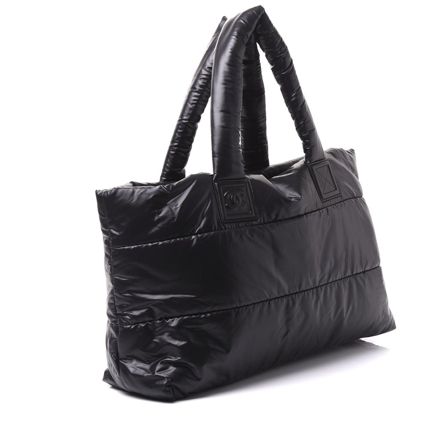 Nylon Quilted Coco Cocoon Reversible Tote Black
