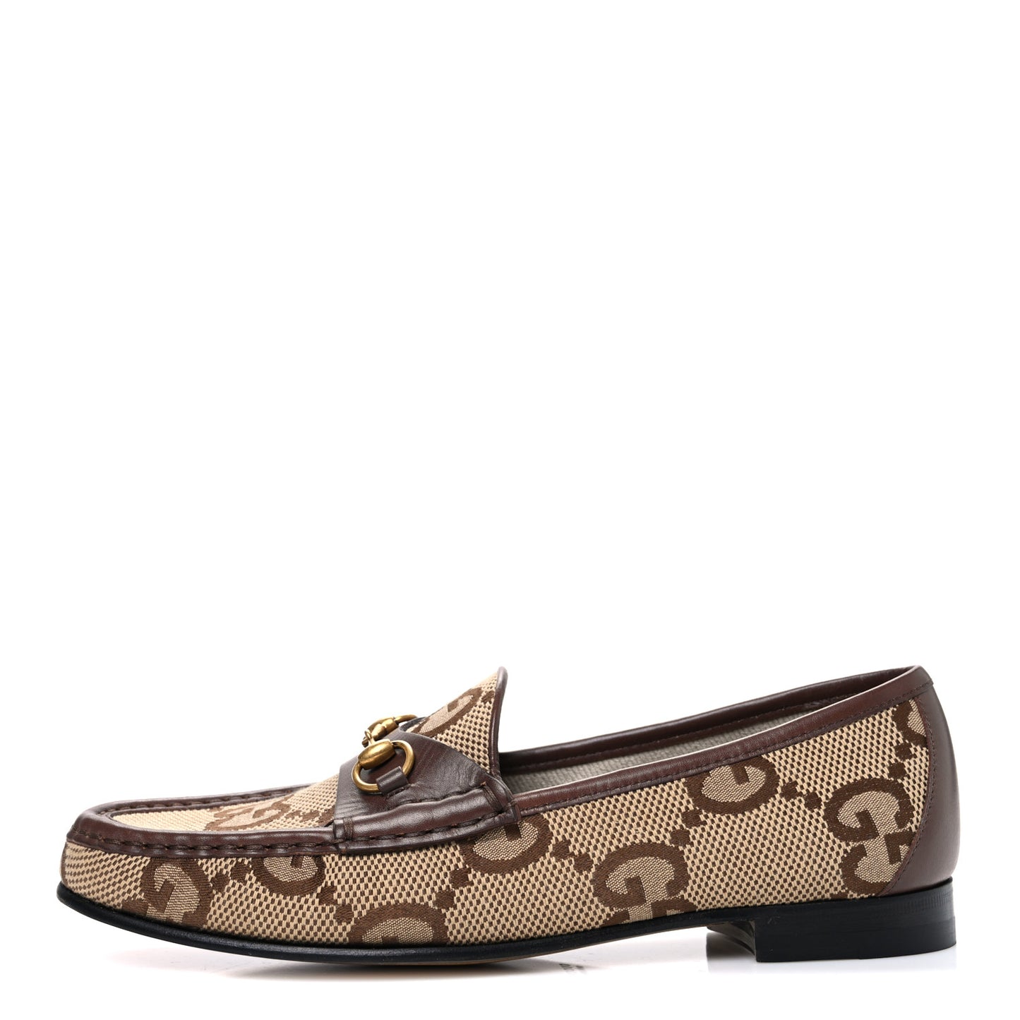 Monogram Jumbo GG Malaga Kid Womens 1953 Horsebit Loafers 39 Beige Ebony New Acero
