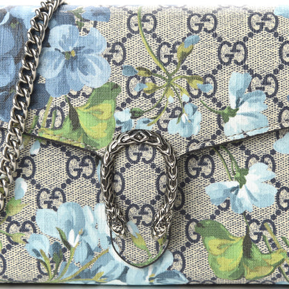 Gucci GG Supreme Monogram Blooms Mini Dionysus Chain Wallet Beige Blue Navy Vintage Blue 9 of 9