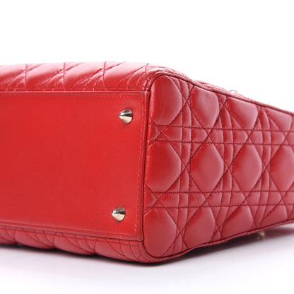 Christian Dior Lambskin Cannage Medium Lady Dior Red 7 of 12