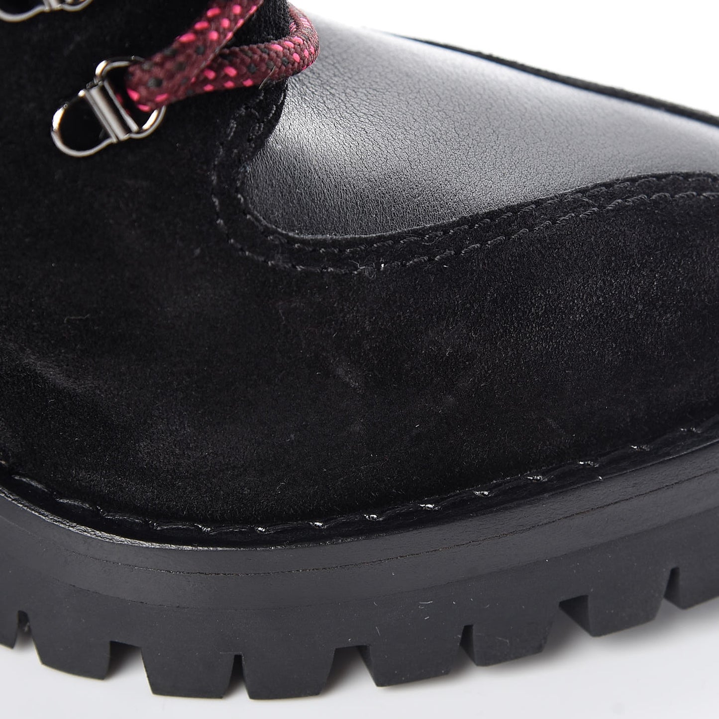 Suede Shearling Rockstud Lace-Up Ankle Boots 39.5 Black