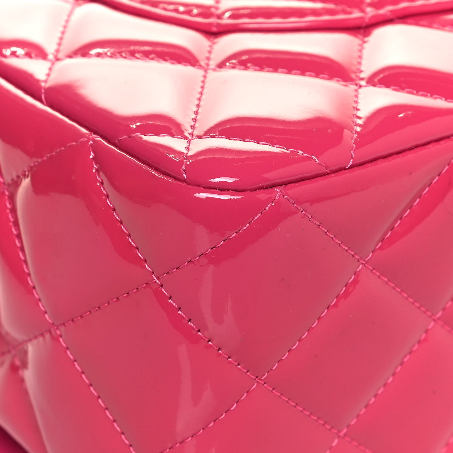 Patent Quilted Jumbo Double Flap Fuchsia