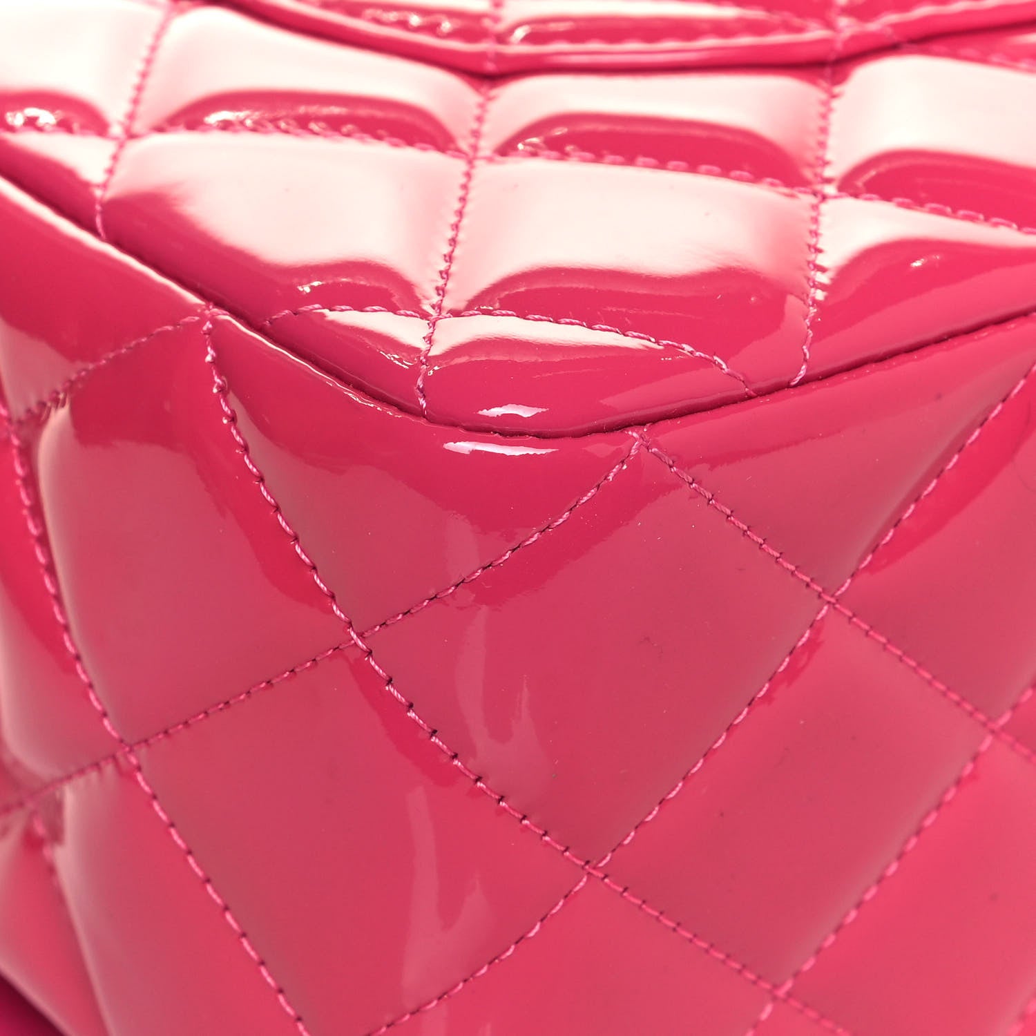 Chanel Patent Quilted Jumbo Double Flap Fuchsia 10 of 14
