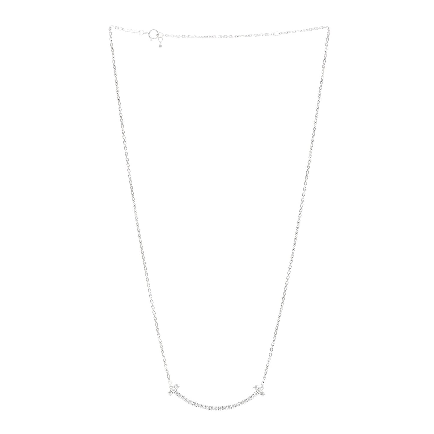 18K White Gold Diamond Medium Smile Pendant Necklace